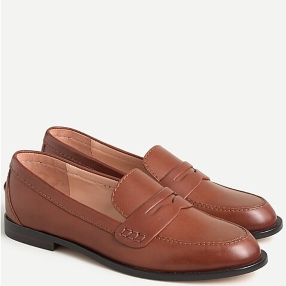 J.Crew Classic Leather Tab Loafers, Warm Sepia, Size 6.5 - Picture 1 of 11